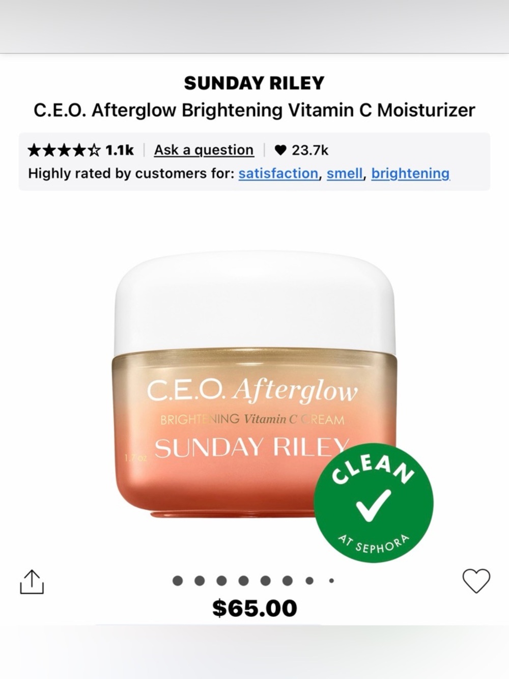 Sunday Riley C.E.O. Afterglow Brightening Vitamin C Cream